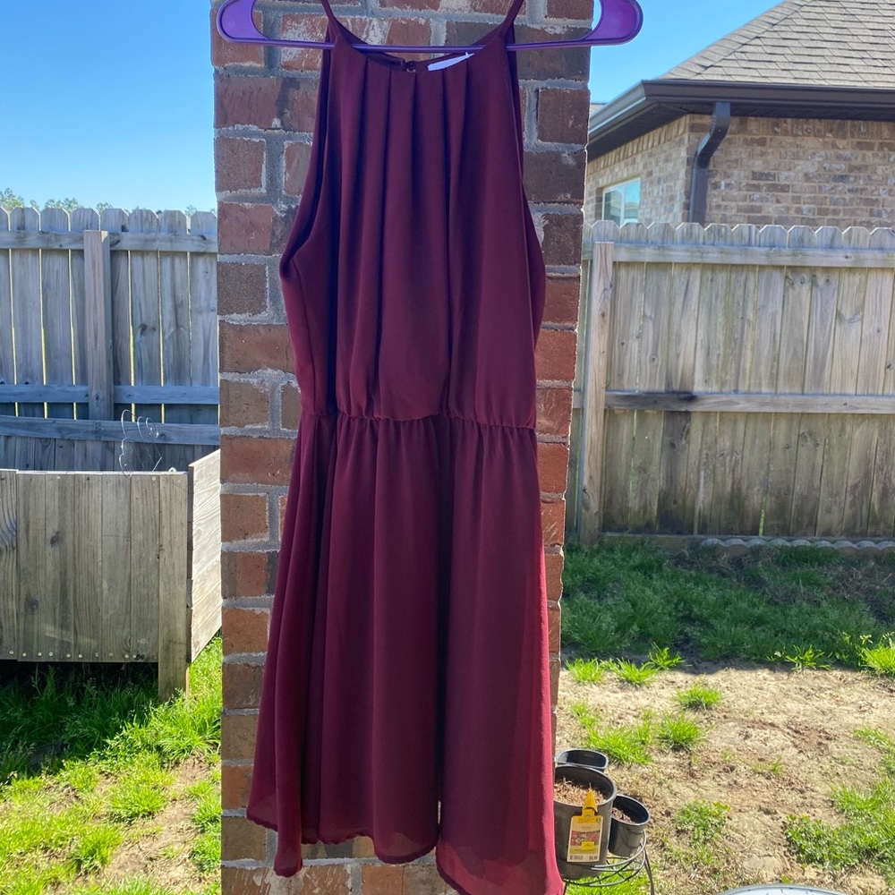 Burgundy Halter Dress